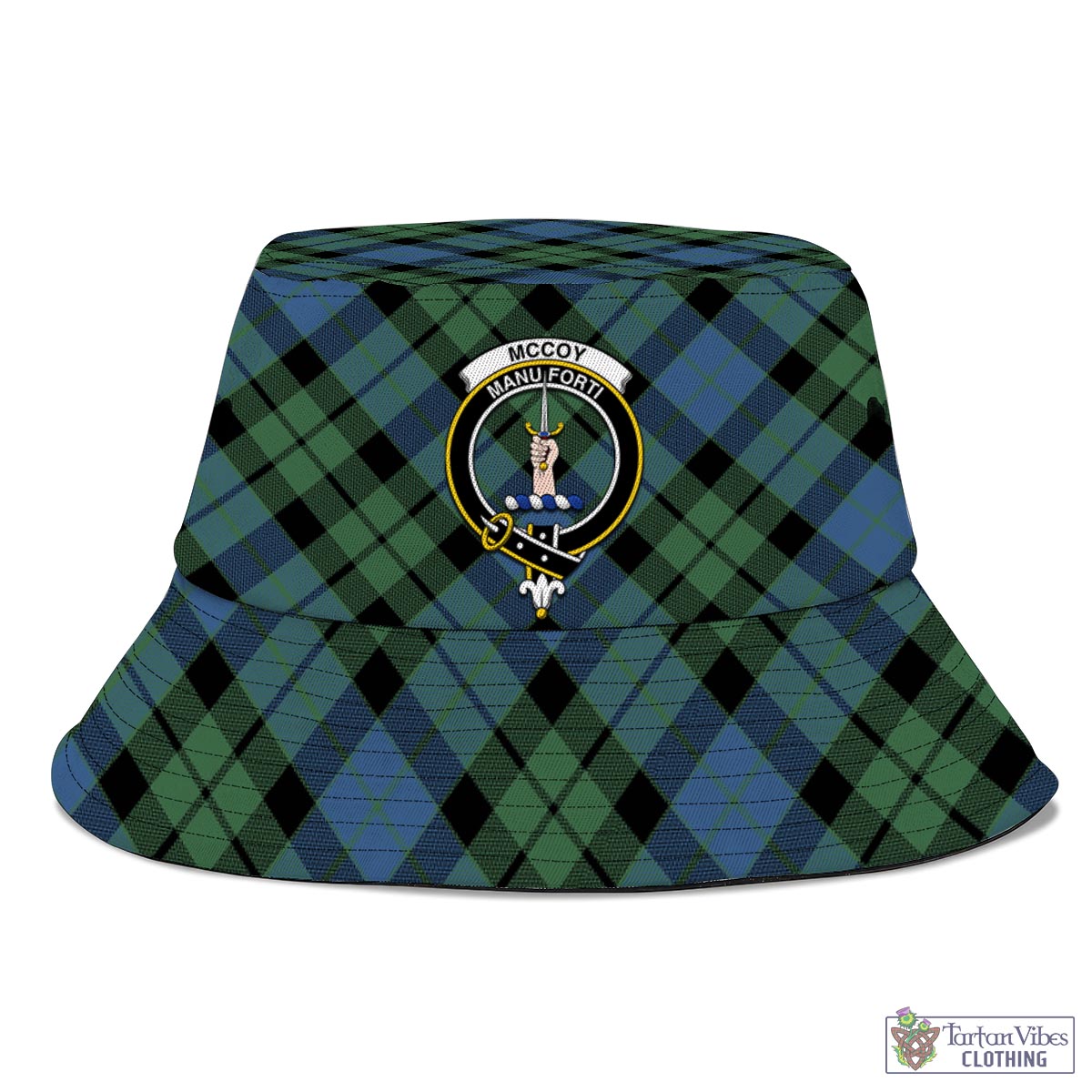 Tartan Vibes Clothing McCoy Ancient Tartan Bucket Hat with Family Crest