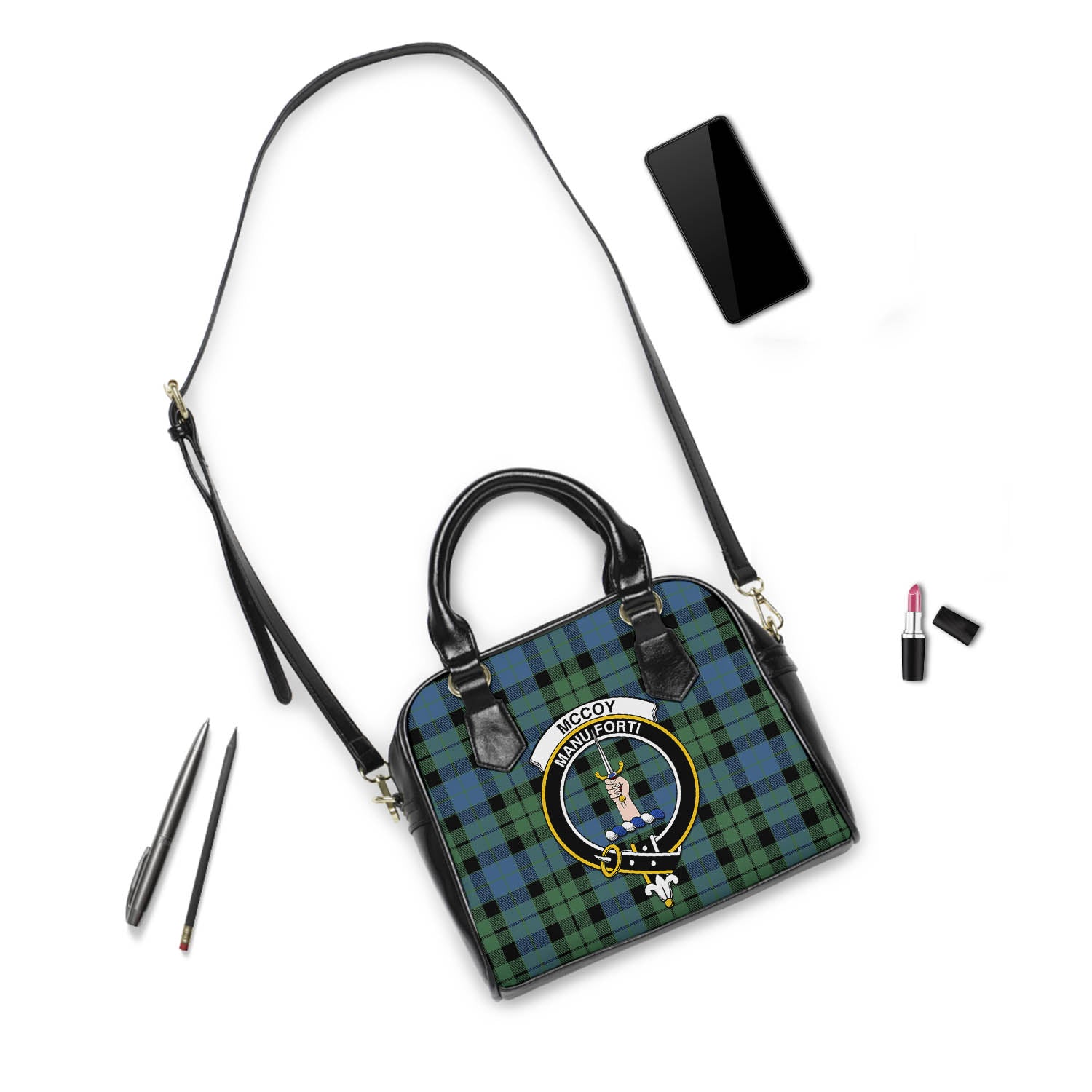 McCoy Ancient Tartan Shoulder Handbags with Family Crest - Tartanvibesclothing