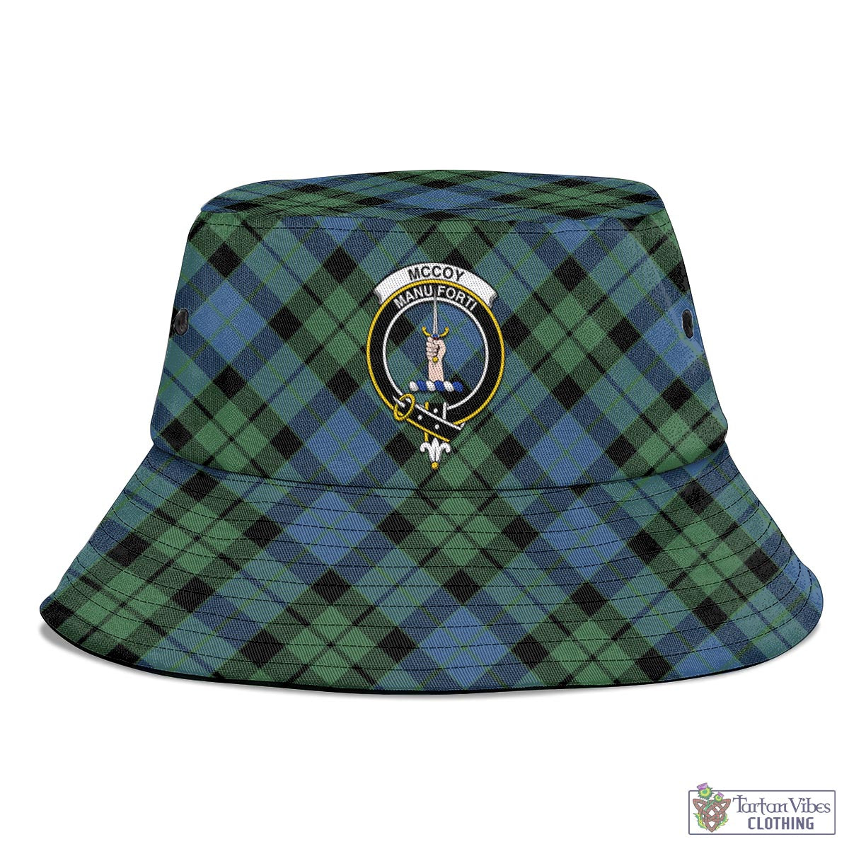 Tartan Vibes Clothing McCoy Ancient Tartan Bucket Hat with Family Crest