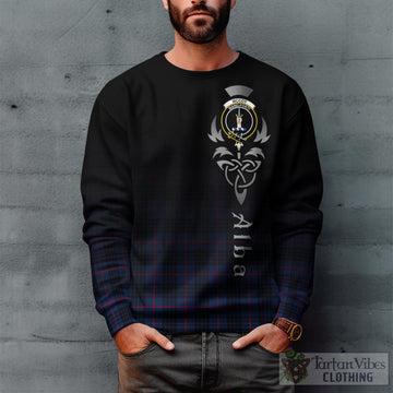 McCoy Blue Tartan Sweatshirt Featuring Alba Gu Brath Family Crest Celtic Inspired