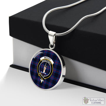 McCoy Blue Tartan Circle Necklace with Family Crest