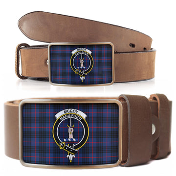 McCoy Blue Tartan Belt Buckles with Family Crest