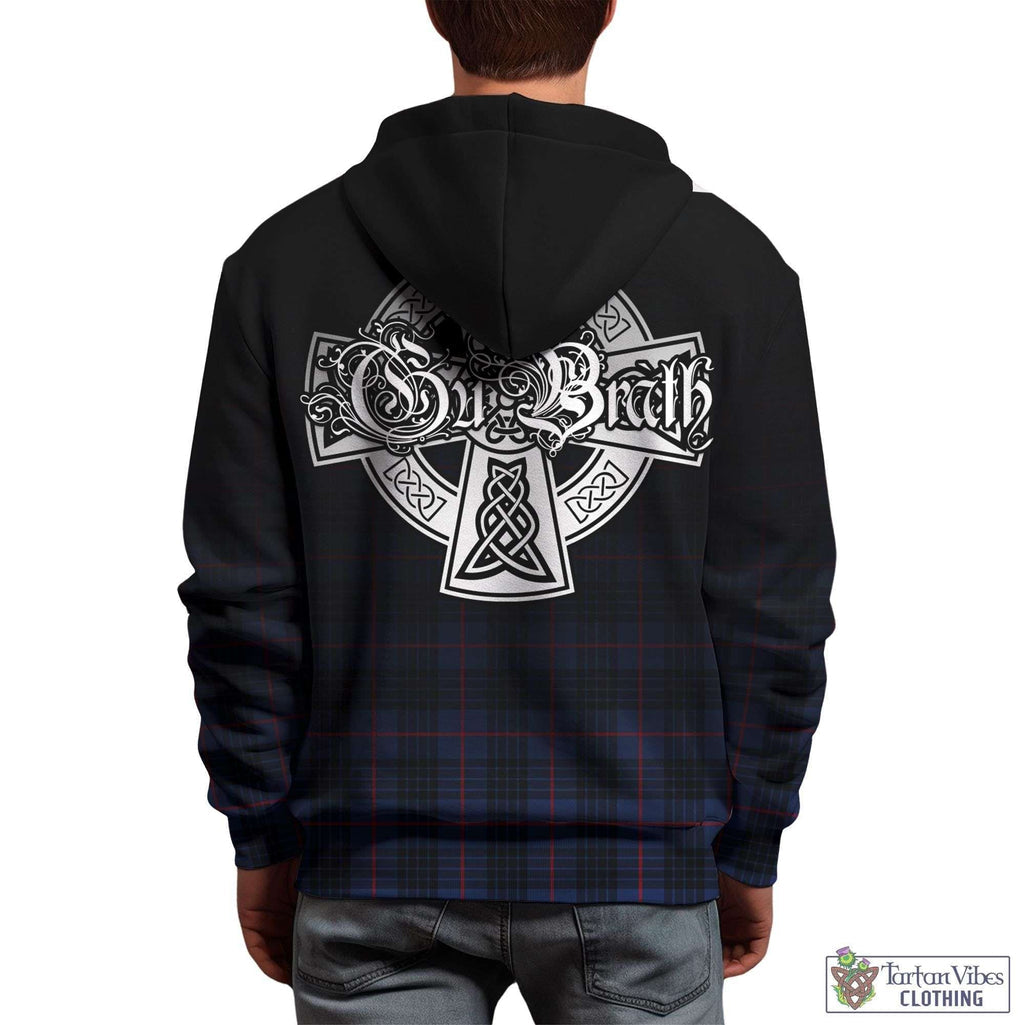 Tartan Vibes Clothing McCoy Blue Tartan Hoodie Featuring Alba Gu Brath Family Crest Celtic Inspired