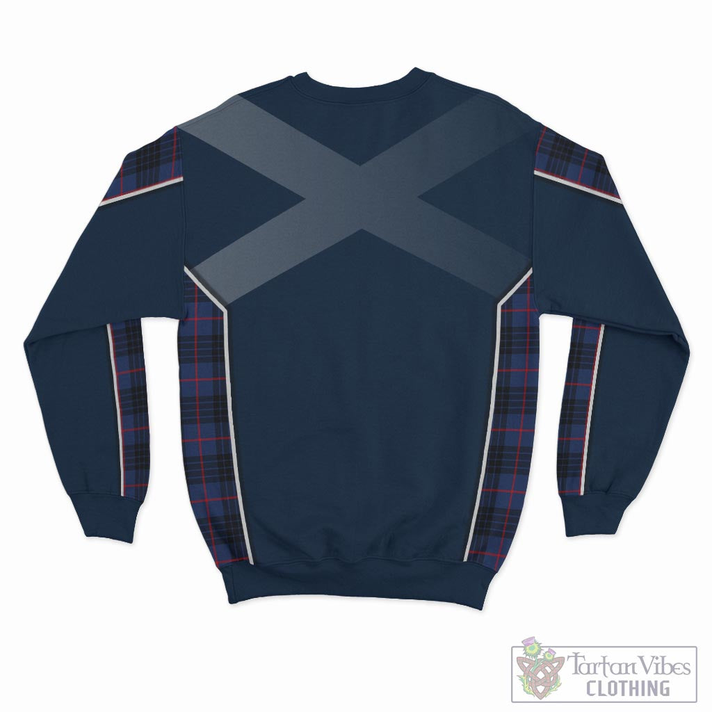 Tartan Vibes Clothing McCoy Blue Tartan Sweatshirt with Family Crest and Scottish Thistle Vibes Sport Style