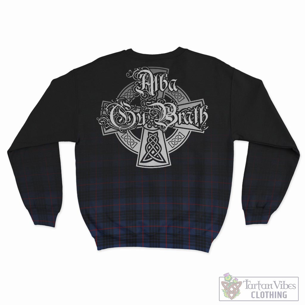 Tartan Vibes Clothing McCoy Blue Tartan Sweatshirt Featuring Alba Gu Brath Family Crest Celtic Inspired