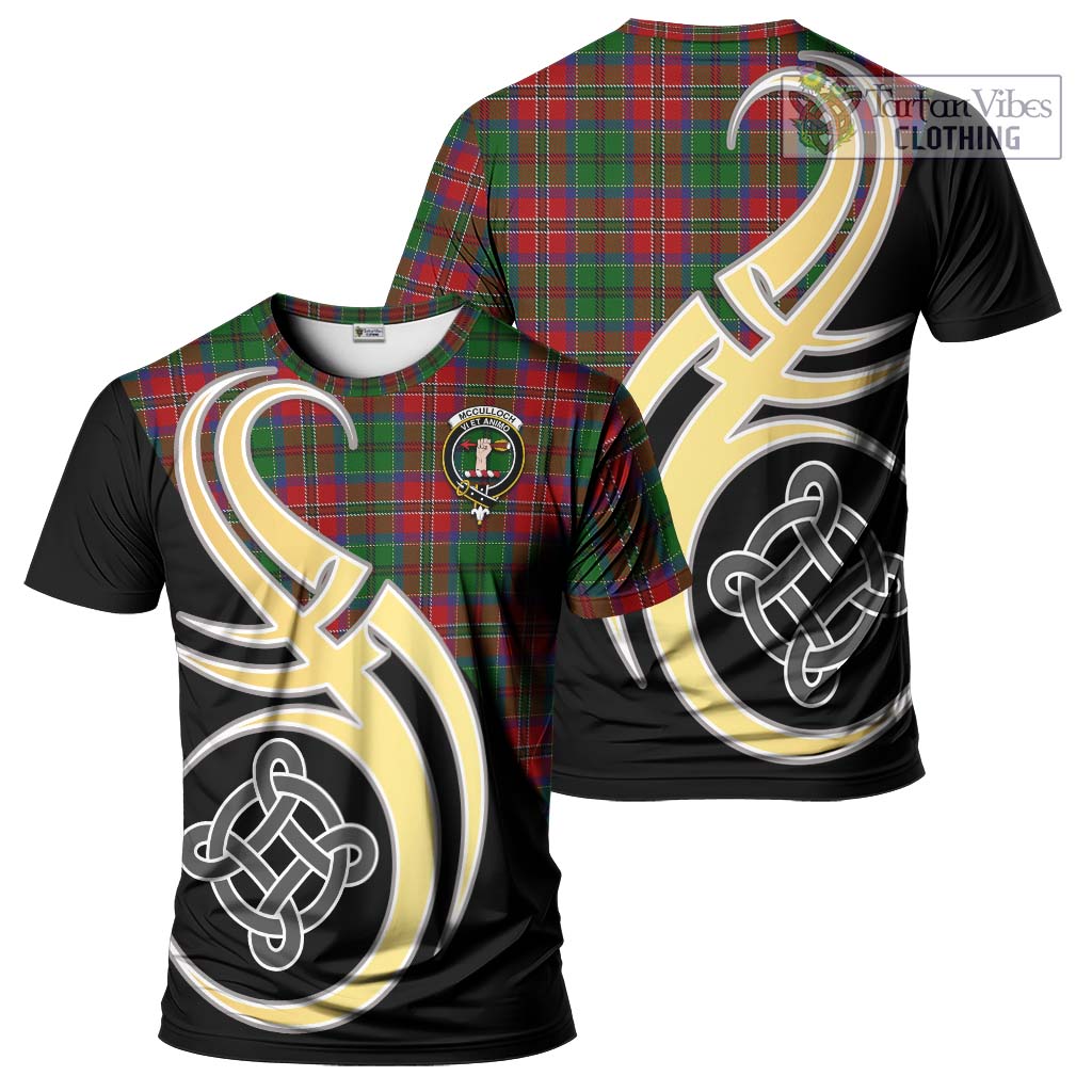 Tartan Vibes Clothing McCulloch Tartan T-Shirt with Family Crest and Celtic Symbol Style