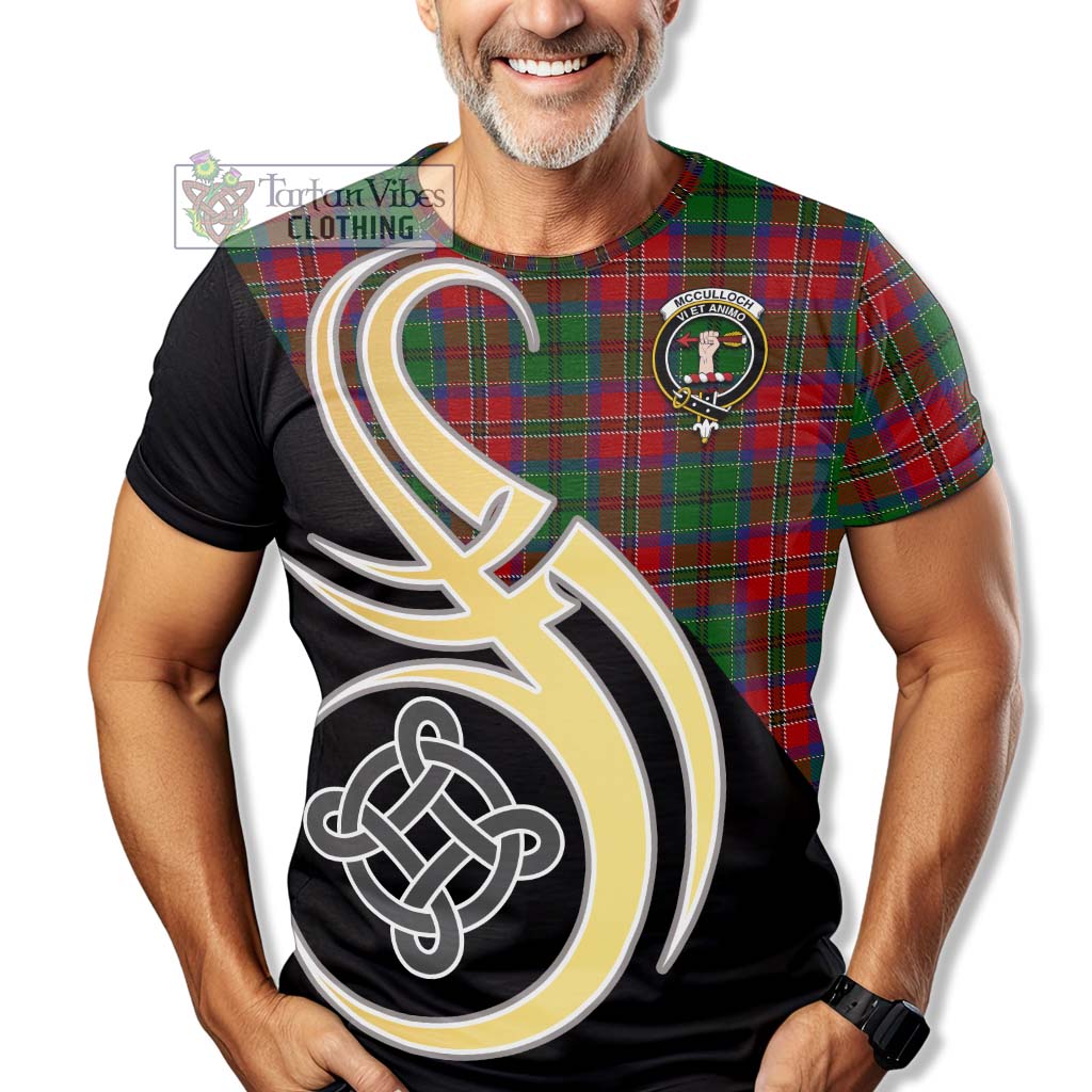 Tartan Vibes Clothing McCulloch Tartan T-Shirt with Family Crest and Celtic Symbol Style