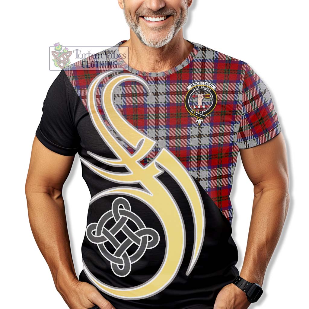 Tartan Vibes Clothing McCulloch Dress Tartan T-Shirt with Family Crest and Celtic Symbol Style