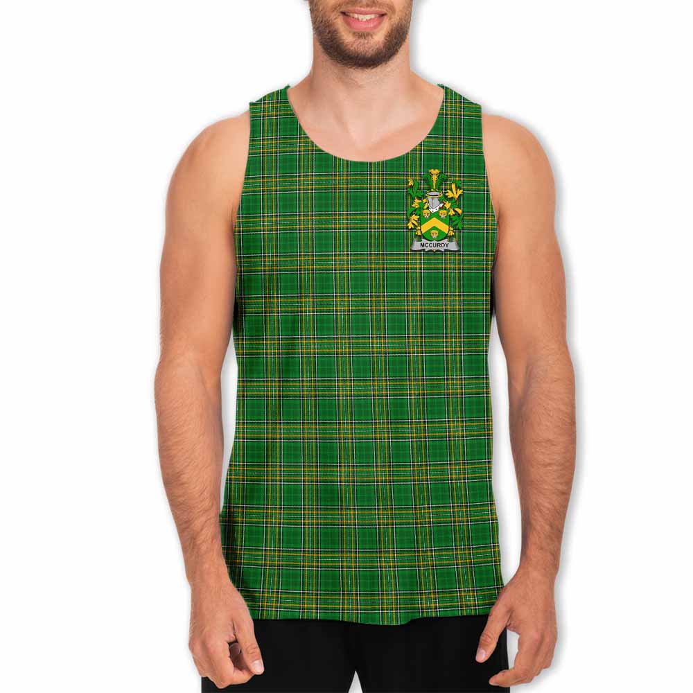 Tartan Vibes Clothing McCurdy Irish Clan Tartan Men's Tank Top with Coat of Arms