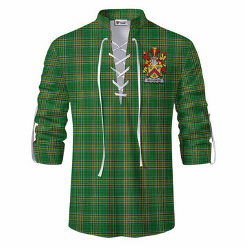 McCusker Irish Clan Tartan Ghillie Kilt Shirt with Coat of Arms Men - Tartan Vibes Clothing