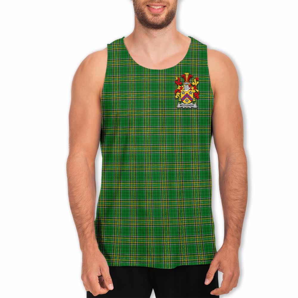 Tartan Vibes Clothing McCusker Irish Clan Tartan Men's Tank Top with Coat of Arms