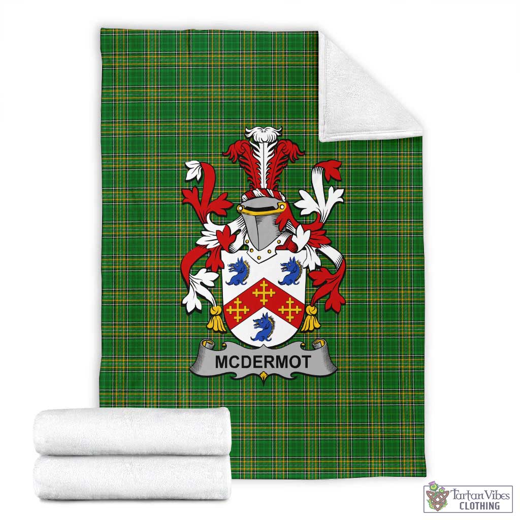 Tartan Vibes Clothing McDermot Irish Clan Tartan Blanket with Coat of Arms