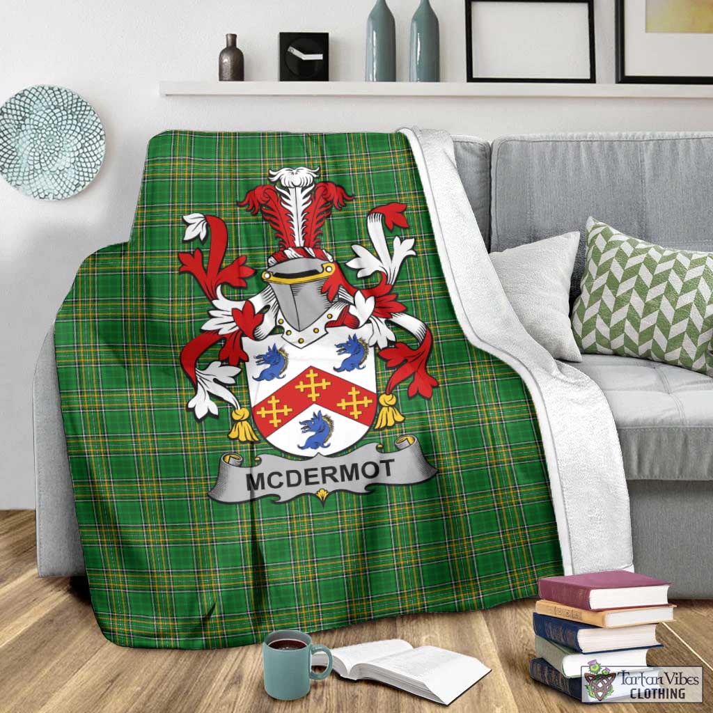 Tartan Vibes Clothing McDermot Irish Clan Tartan Blanket with Coat of Arms