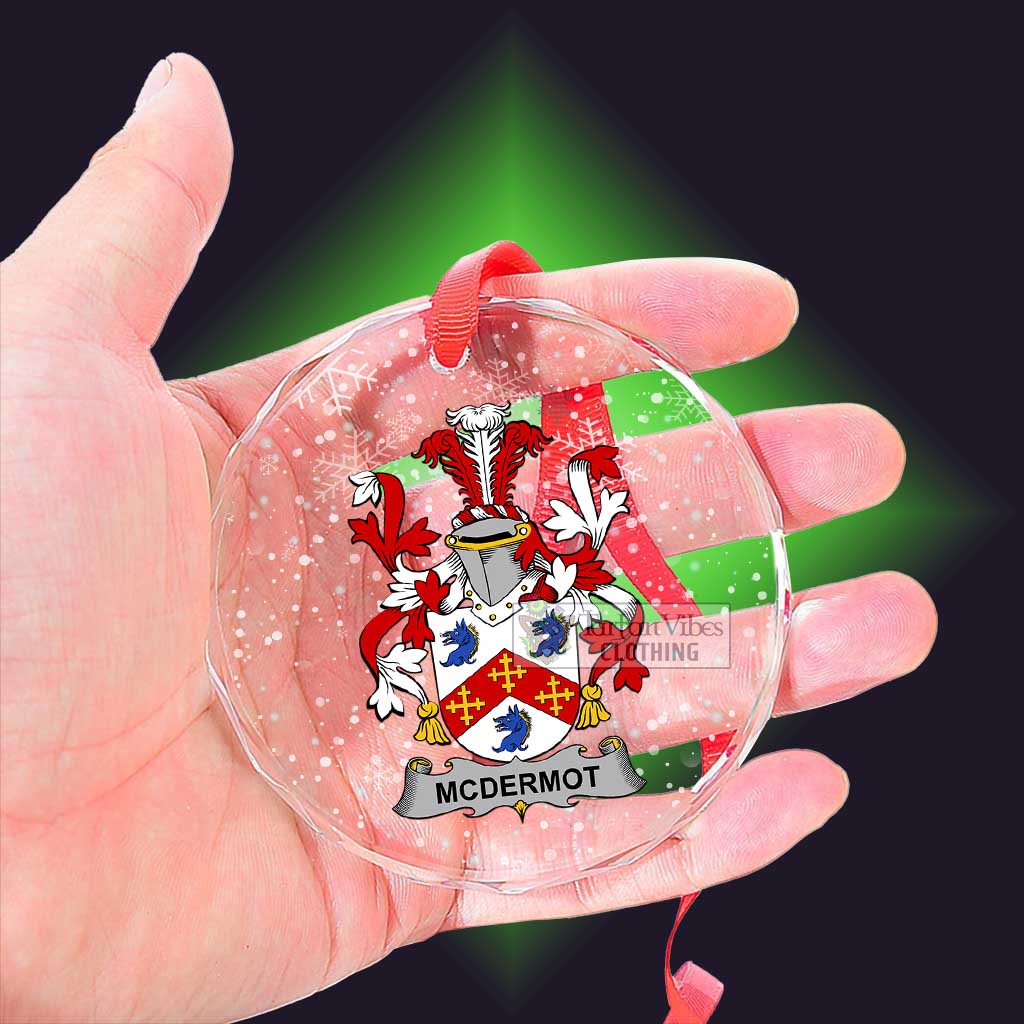 Tartan Vibes Clothing McDermot Irish Clan Christmas Glass Ornament with Coat of Arms