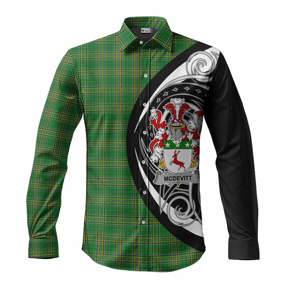 McDevitt Irish Clan Long Sleeve Button Shirt Celtic Circle Style Men's Shirt S - Tartan Vibes Clothing
