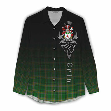 McDevitt Irish Clan Women's Casual Shirt with Coat of Arms Erin Go Bragh Celtic Inspired Female - Tartan Vibes Clothing