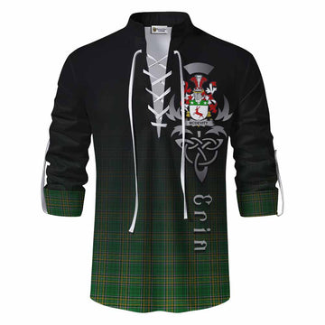 McDevitt Irish Clan Ghillie Kilt Shirt with Coat of Arms Erin Go Bragh Celtic Inspired Men - Tartan Vibes Clothing