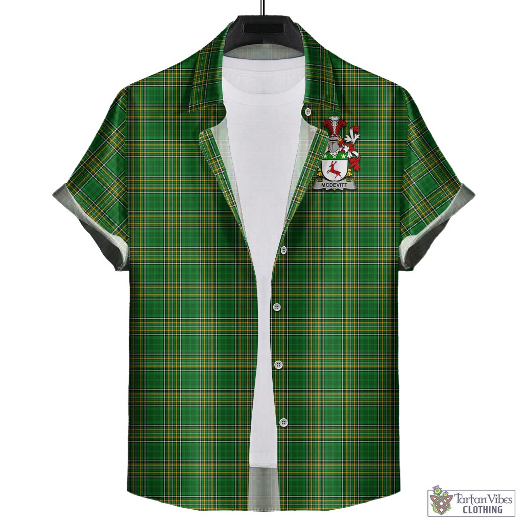 McDevitt Irish Clan Tartan Hawaiian Shirt with Coat of Arms - Tartan Vibes Clothing
