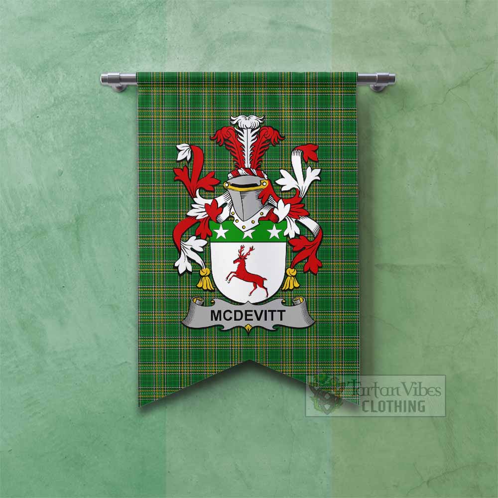 McDevitt Irish Clan Tartan Gonfalon, Tartan Banner with Coat of Arms Fishtail - Tartan Vibes Clothing