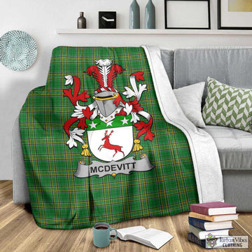 McDevitt Irish Clan Tartan Blanket with Coat of Arms - Tartan Vibes Clothing