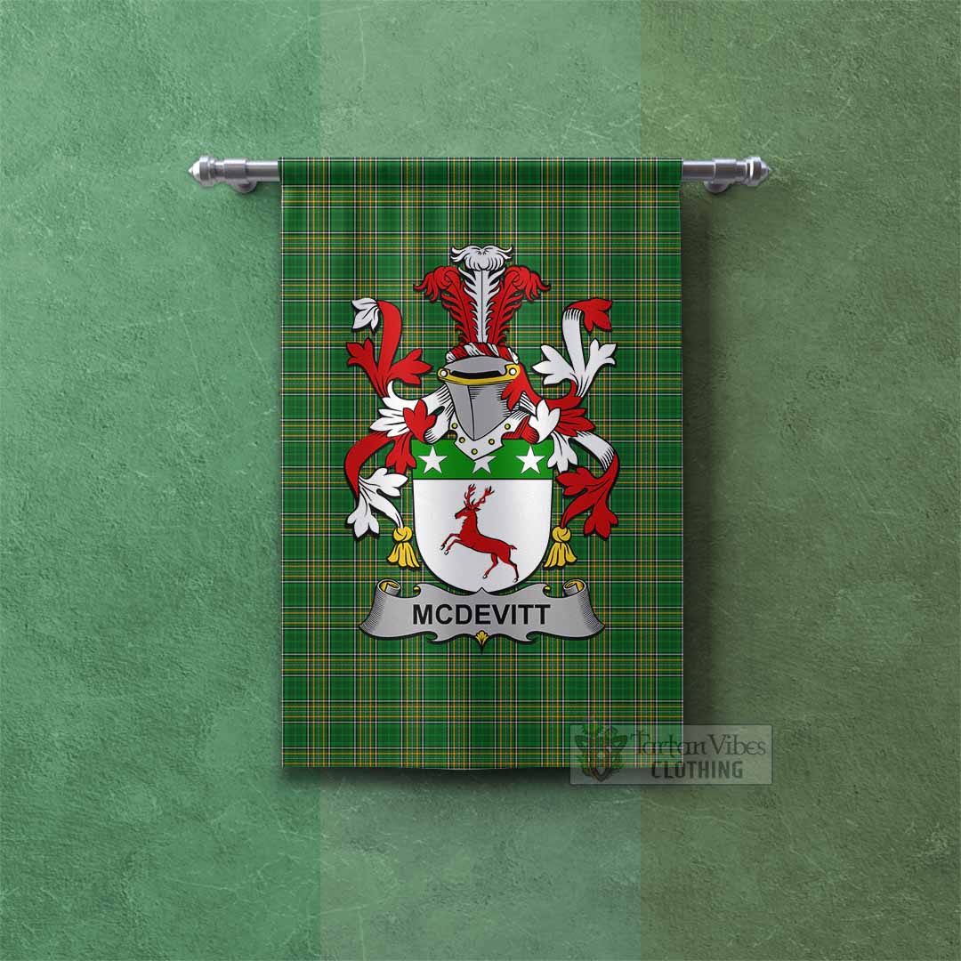 McDevitt Irish Clan Tartan Gonfalon, Tartan Banner with Coat of Arms Rectangle - Tartan Vibes Clothing