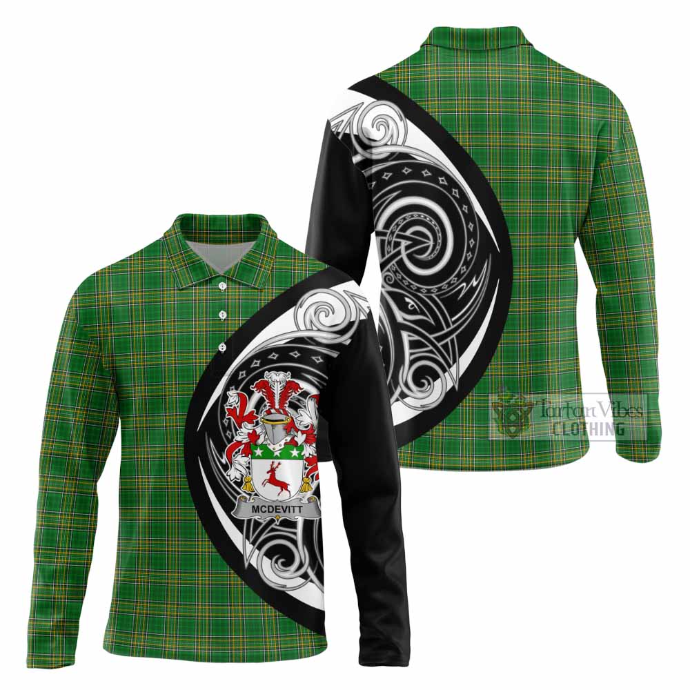 McDevitt Irish Clan Long Sleeve Polo Shirt Celtic Circle Style - Tartan Vibes Clothing