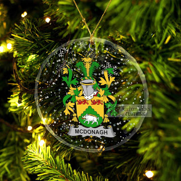 McDonagh Irish Clan Christmas Glass Ornament with Coat of Arms