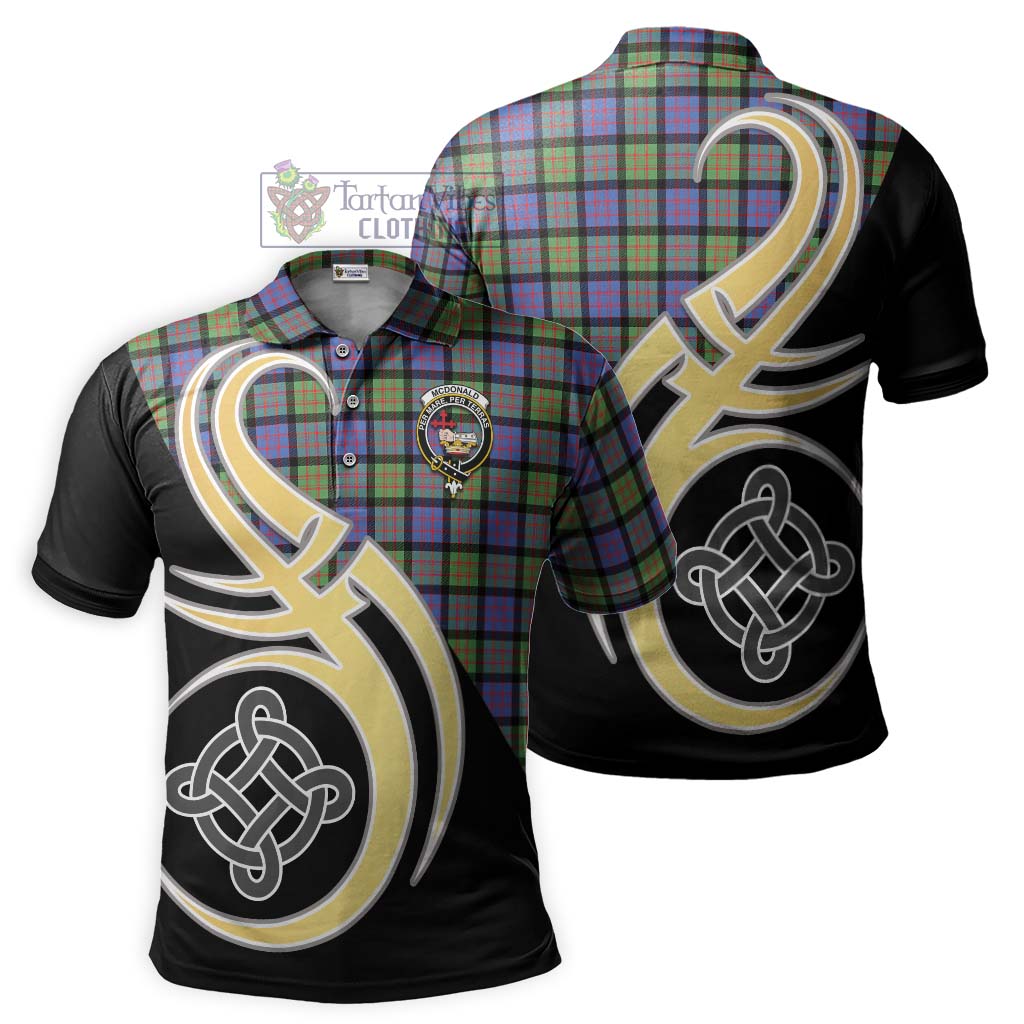 Tartan Vibes Clothing McDonald Ancient Tartan Polo Shirt with Family Crest and Celtic Symbol Style