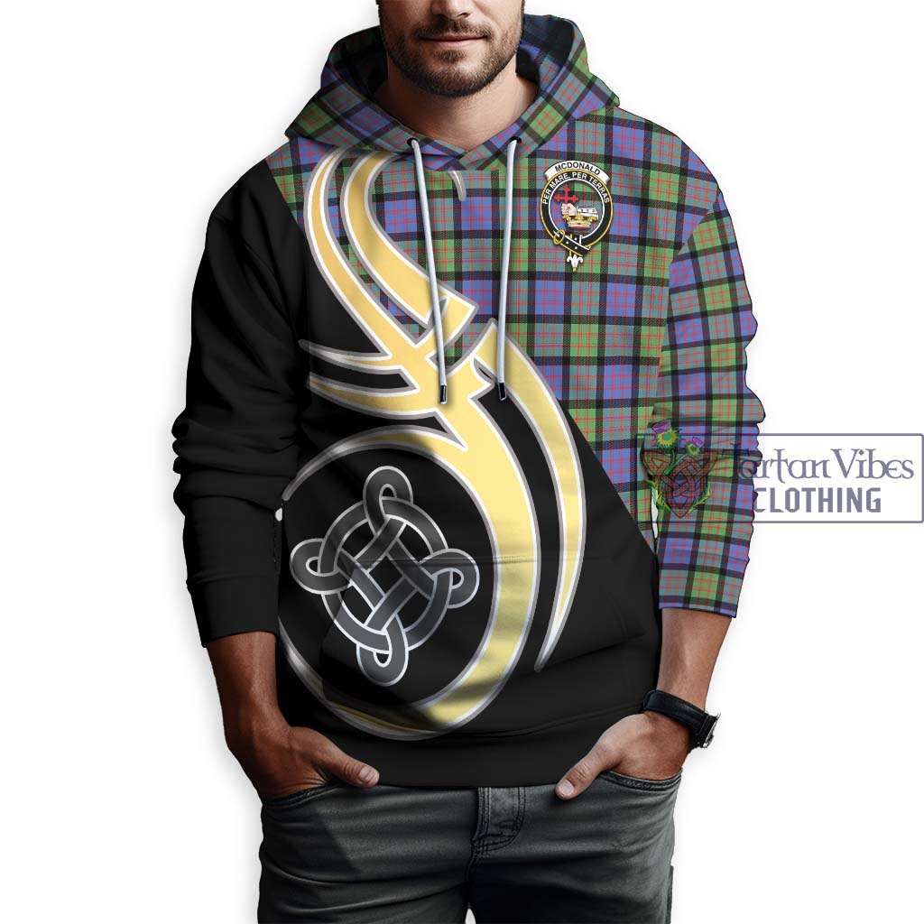 Tartan Vibes Clothing McDonald Ancient Tartan Hoodie with Family Crest and Celtic Symbol Style