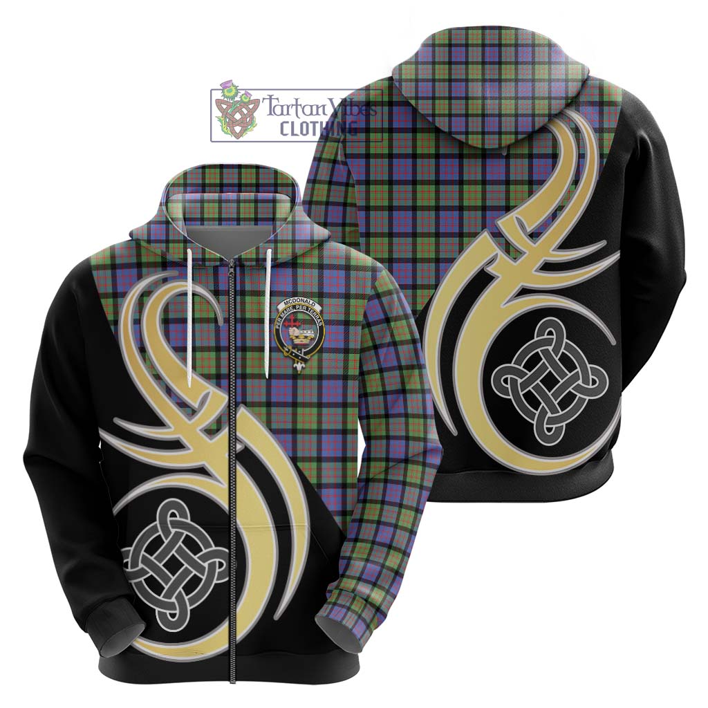 Tartan Vibes Clothing McDonald Ancient Tartan Hoodie with Family Crest and Celtic Symbol Style