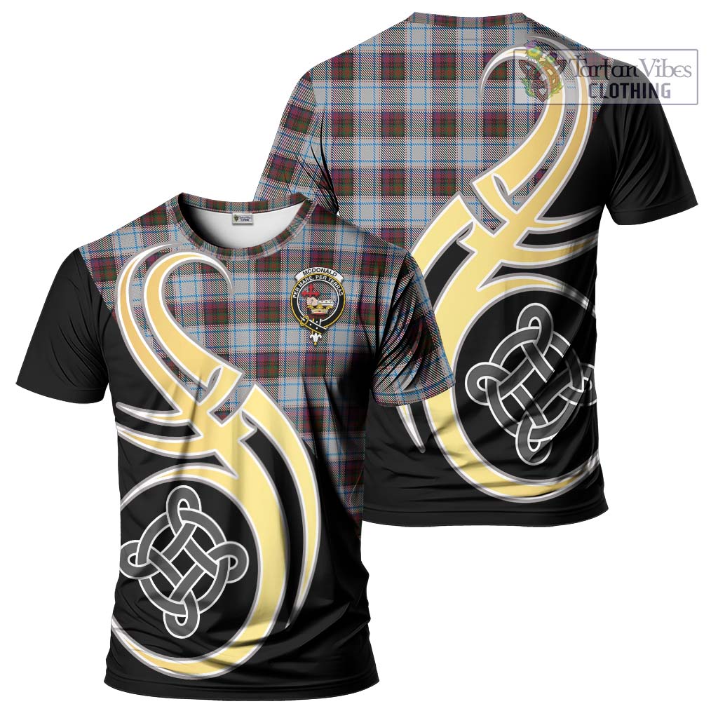 Tartan Vibes Clothing McDonald Dress Ancient Tartan T-Shirt with Family Crest and Celtic Symbol Style