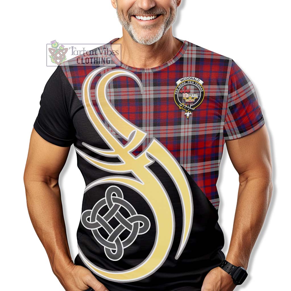 Tartan Vibes Clothing McDonald Dress Irish Tartan T-Shirt with Family Crest and Celtic Symbol Style