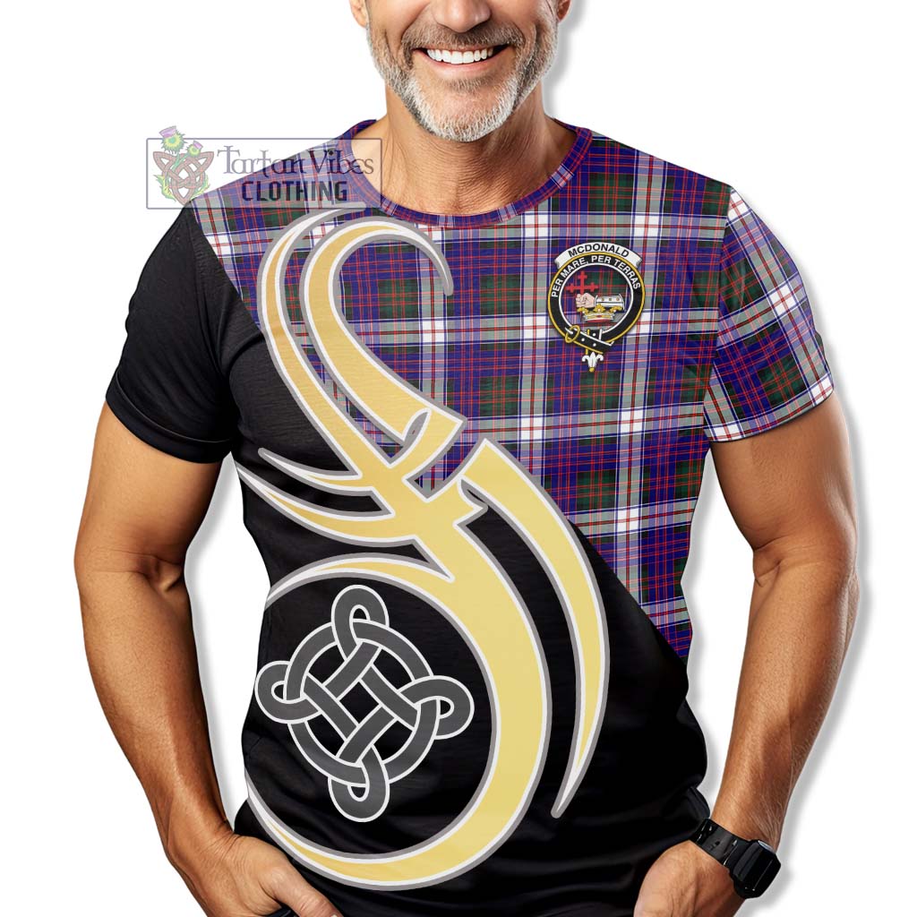 Tartan Vibes Clothing McDonald Dress Modern Tartan T-Shirt with Family Crest and Celtic Symbol Style