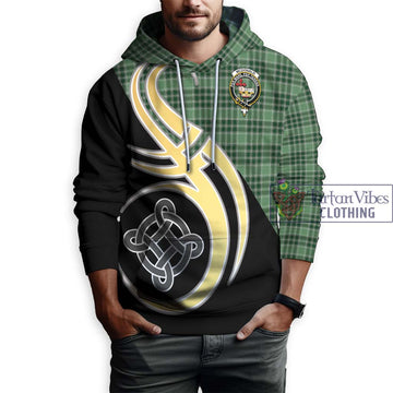 McDonald Lord of the Isles Hunting Tartan Hoodie with Family Crest and Celtic Symbol Style