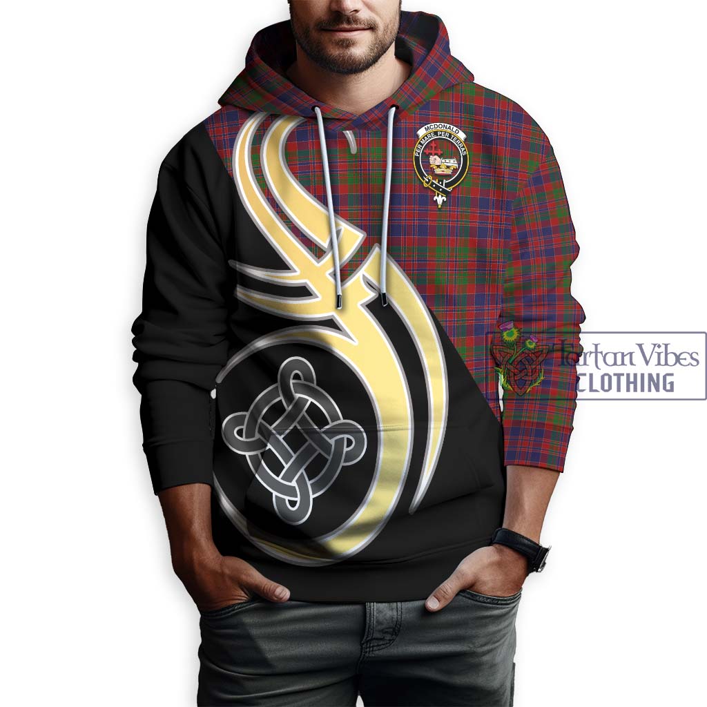 Tartan Vibes Clothing McDonald of Boisdale Tartan Hoodie with Family Crest and Celtic Symbol Style