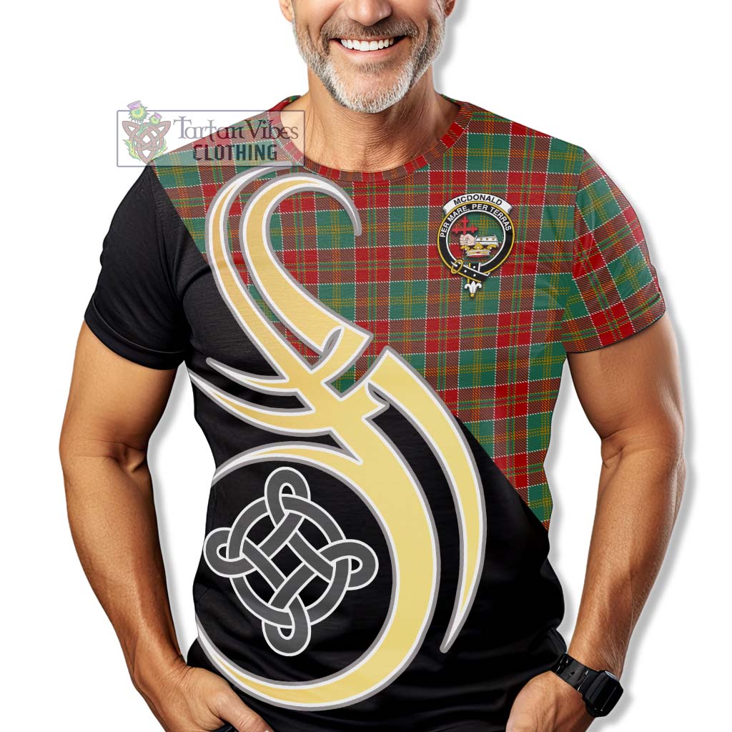 Tartan Vibes Clothing McDonald of Kingsburgh Tartan T-Shirt with Family Crest and Celtic Symbol Style