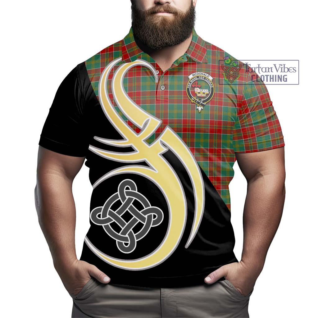 Tartan Vibes Clothing McDonald of Kingsburgh Tartan Polo Shirt with Family Crest and Celtic Symbol Style