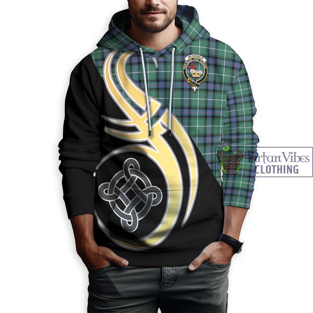 Tartan Vibes Clothing McDonald of the Isles Hunting Ancient Tartan Hoodie with Family Crest and Celtic Symbol Style