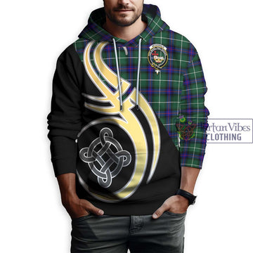 McDonald of the Isles Hunting Modern Tartan Hoodie with Family Crest and Celtic Symbol Style