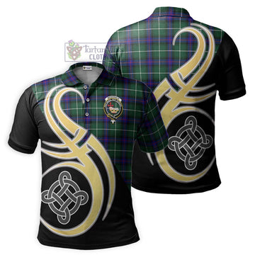 McDonald of the Isles Hunting Modern Tartan Polo Shirt with Family Crest and Celtic Symbol Style