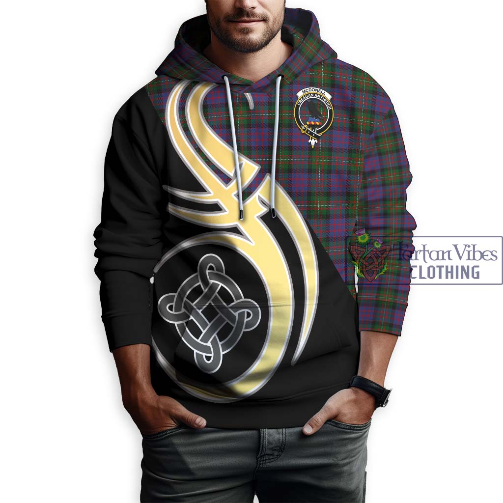 Tartan Vibes Clothing McDonell of Glengarry Tartan Hoodie with Family Crest and Celtic Symbol Style