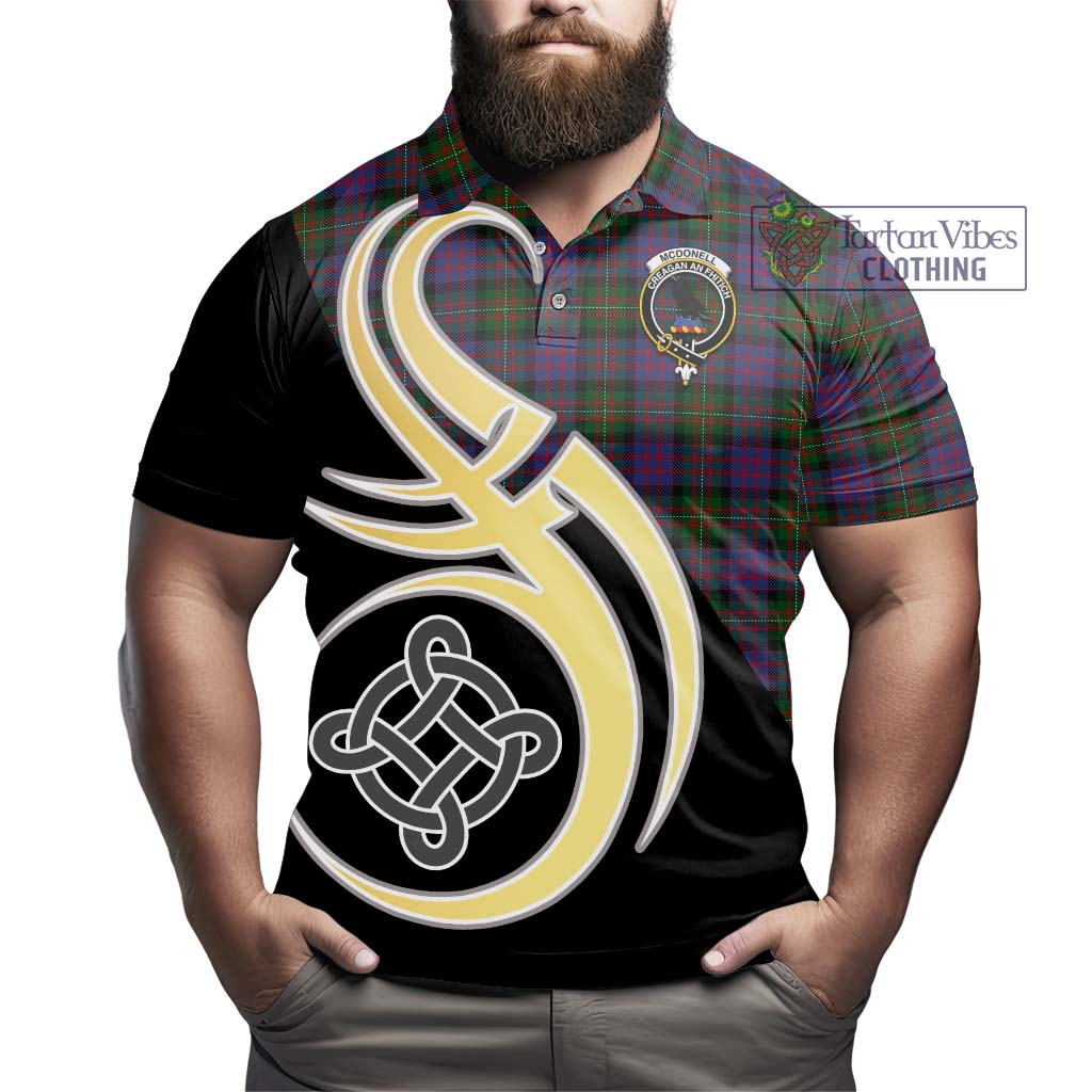 Tartan Vibes Clothing McDonell of Glengarry Tartan Polo Shirt with Family Crest and Celtic Symbol Style