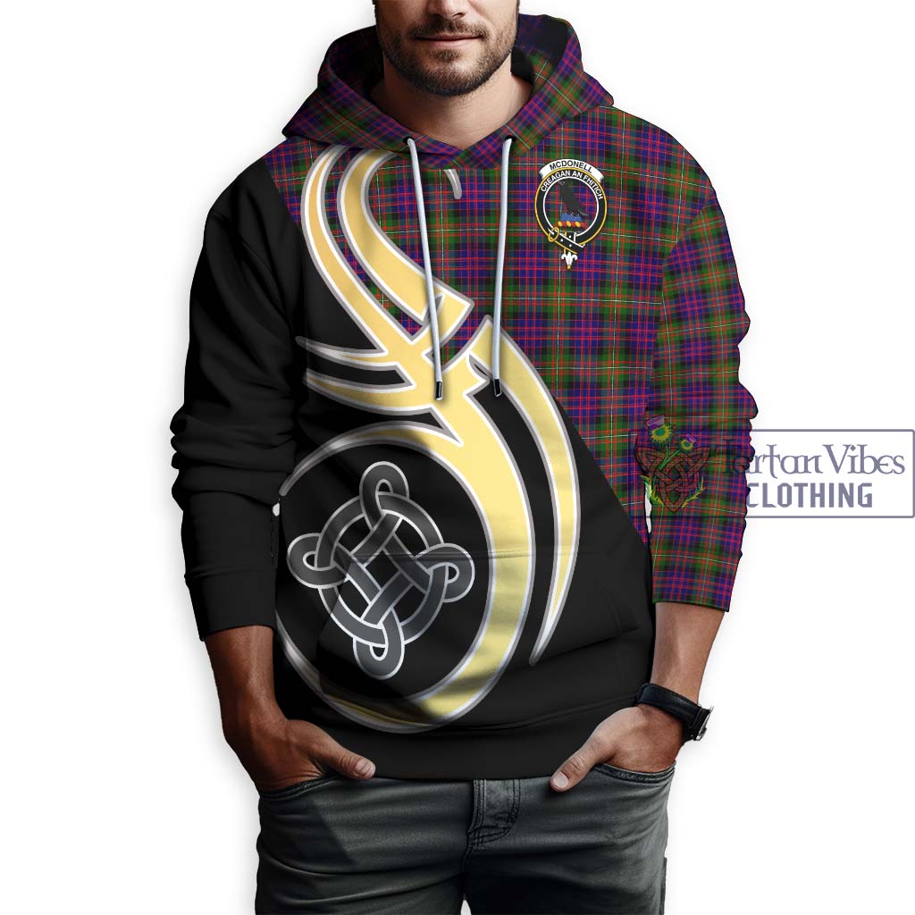 Tartan Vibes Clothing McDonell of Glengarry Modern Tartan Hoodie with Family Crest and Celtic Symbol Style