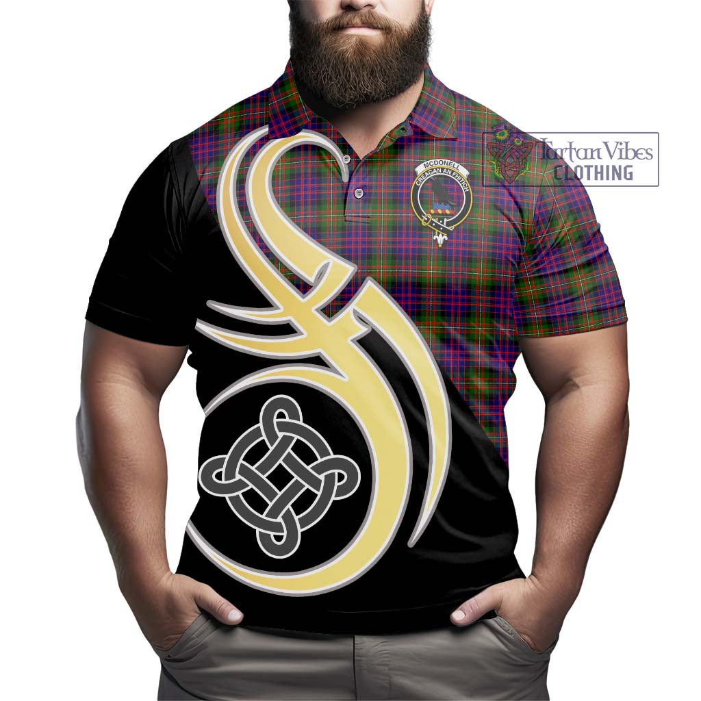 Tartan Vibes Clothing McDonell of Glengarry Modern Tartan Polo Shirt with Family Crest and Celtic Symbol Style