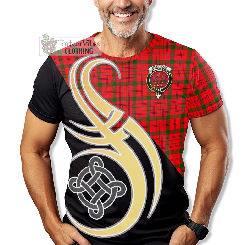 Tartan Vibes Clothing McDonell of Keppoch Modern Tartan T-Shirt with Family Crest and Celtic Symbol Style