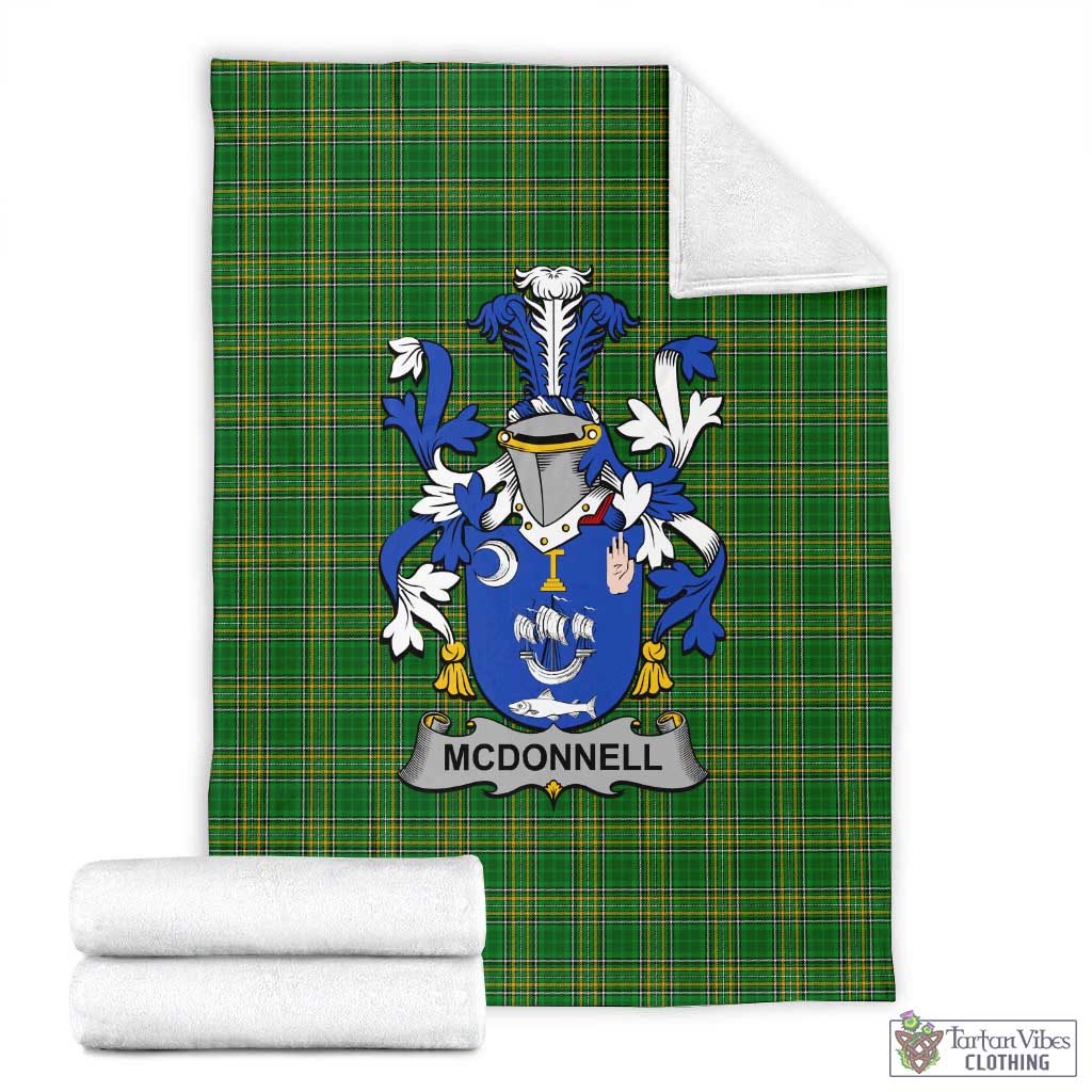 Tartan Vibes Clothing McDonnell Irish Clan Tartan Blanket with Coat of Arms