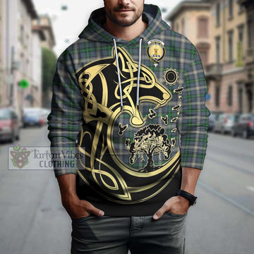 McDouall Tartan Hoodie with Family Crest Celtic Wolf Style