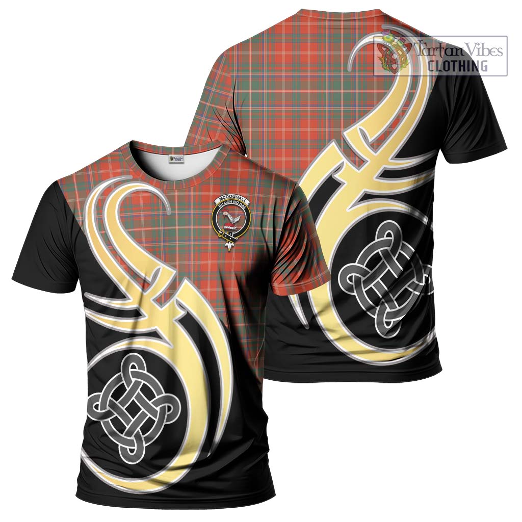 Tartan Vibes Clothing McDougall Ancient Tartan T-Shirt with Family Crest and Celtic Symbol Style