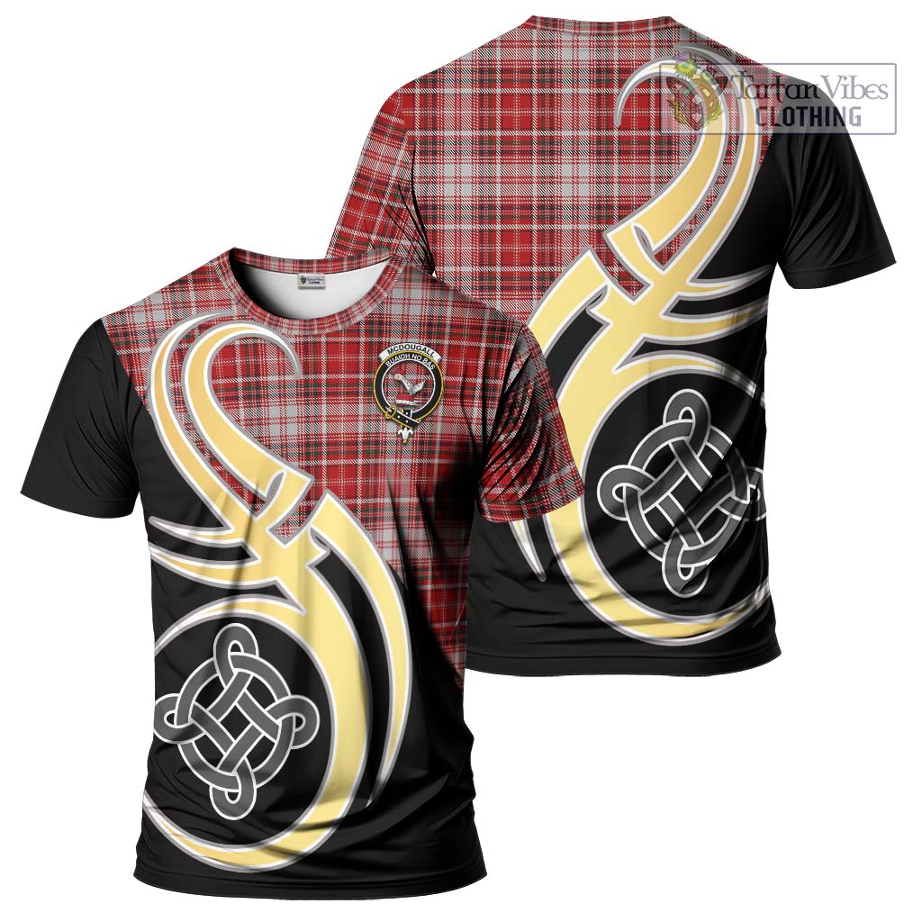 Tartan Vibes Clothing McDougall Dress Tartan T-Shirt with Family Crest and Celtic Symbol Style