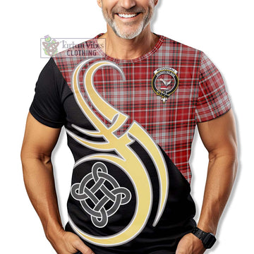 McDougall Dress Tartan T-Shirt with Family Crest and Celtic Symbol Style